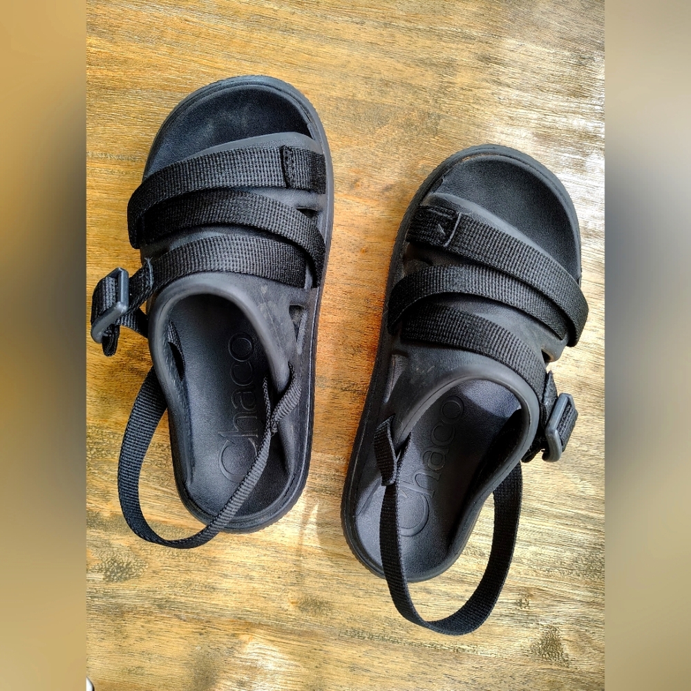 Chaco Kids Chillos Sport Slides‎ Black Sandals Size 2 Adjustable